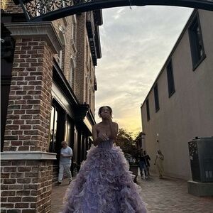 Chic Lilac Strapless Prom Gown